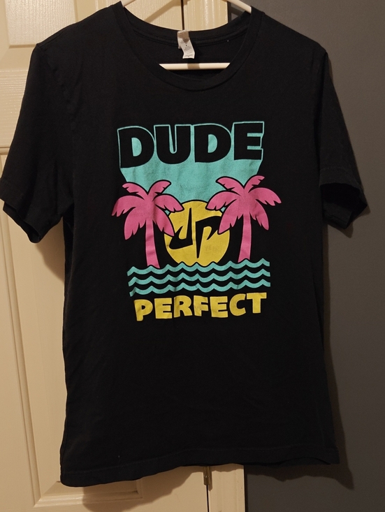 Dude Perfect Other - Black 'Dude Perfect' Graphic Tee with Pink Palms 2022 Tour